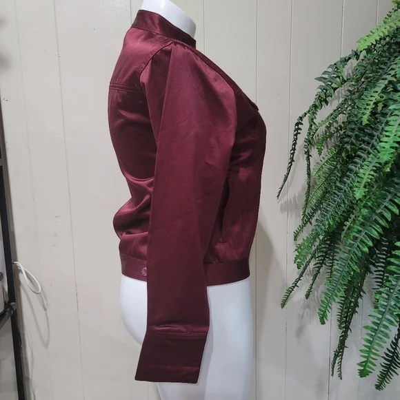 Bill Blass Maroon Sz M Jacket w/pockets - Picture 4 of 15